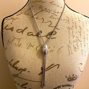 Bolo style silver necklace with rhinestones